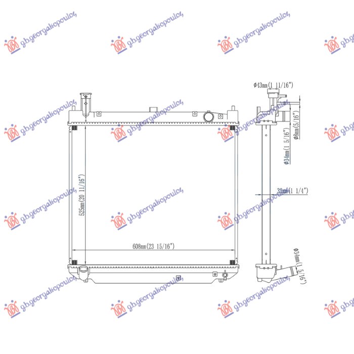 HLADNJAK MOTORA 2.4 TD (52.5x62.5x48) (NISSENS)
