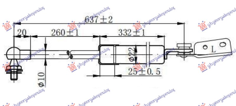 AMORTIZER GEPEK VRATA (637L-315N)       