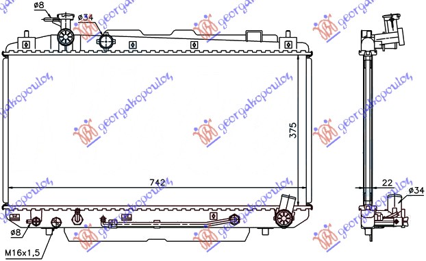 HLAD INTERC.  2.0 16V (37.5x73.8x16)AUTO