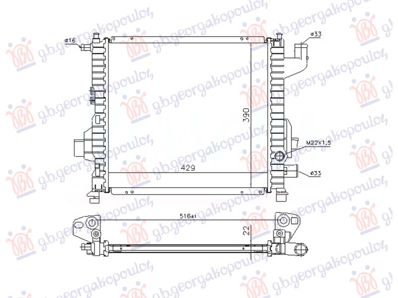 HLADNJAK MOTORA 1.1/1.2 BENZIN (+AC) (430x395) (NRF)