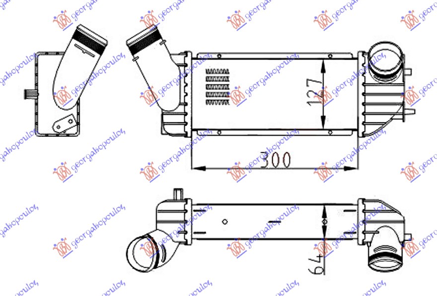 HLAD INTERCOOLER 2.0 HDi DSL (300x125x64