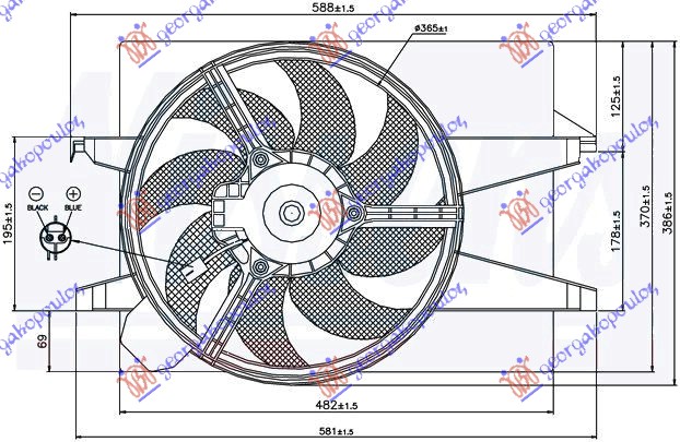 VENTILATOR KOMPLET (BENZIN-DIZEL)  +A/C