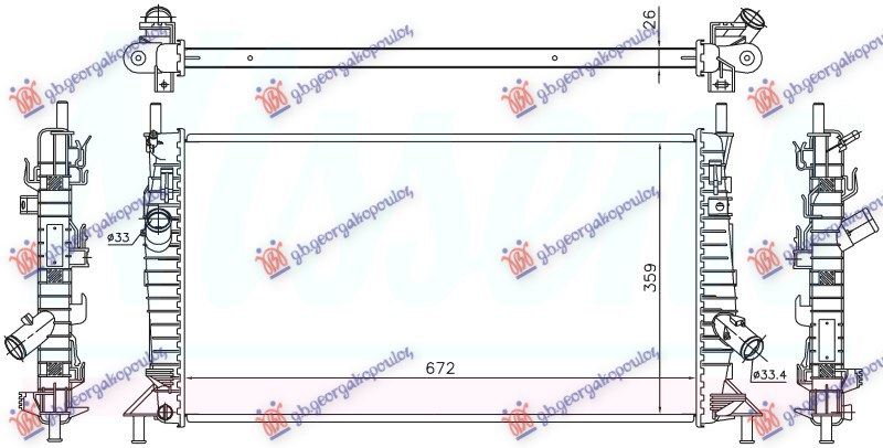 HLADNJAK MOTORA 1.6/1.8/2.5/2.0 TDCi (MAN/AUTO) (670x380) (NRF)