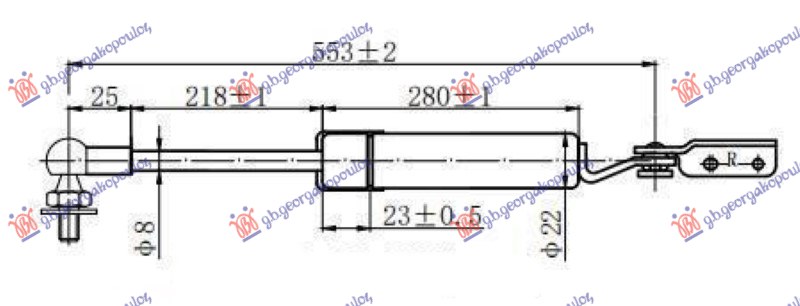 AMORTIZER GEPEK VRATA (553L-410N) - DESNO