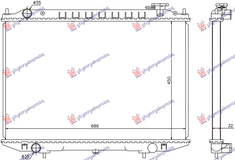 HLADNJAK MOTORA 2.5TDi (+/-AC) (695x450) (NRF)