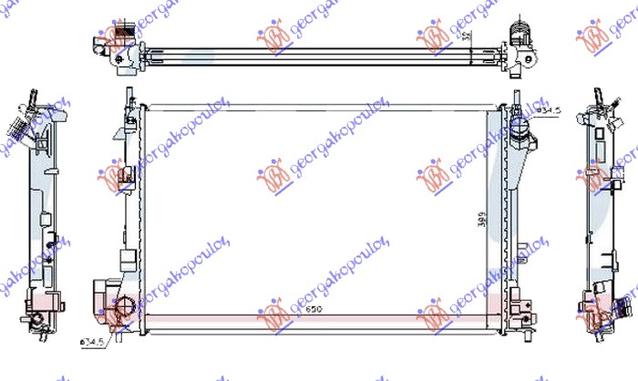 HLADNJAK MOTORA 2.0/2.2/3.2 BENZIN - 2.0/2.2 DTi DIZEL (MAN) (650x415x32) (LEMLJ