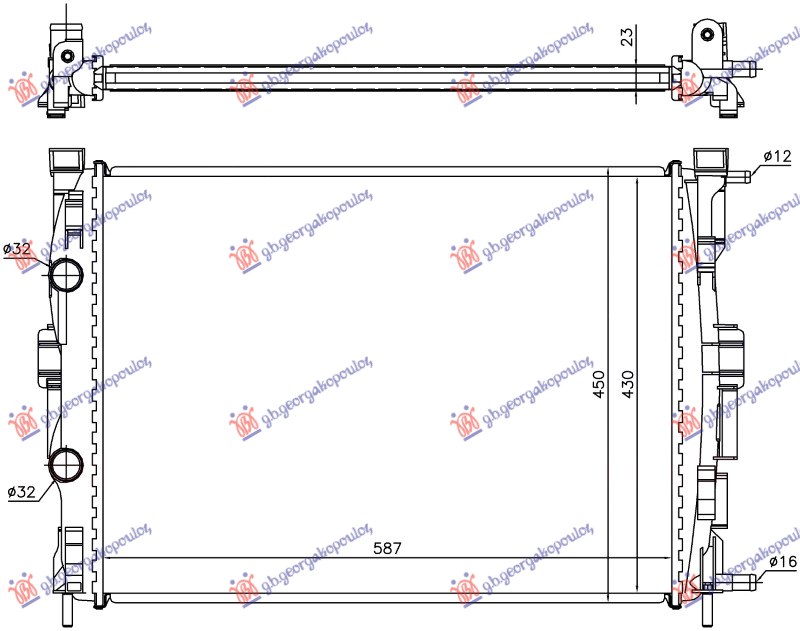 HLADNJAK MOTORA 1.4/1.6 BENZIN (+/-AC) (590x450x18) (NRF)