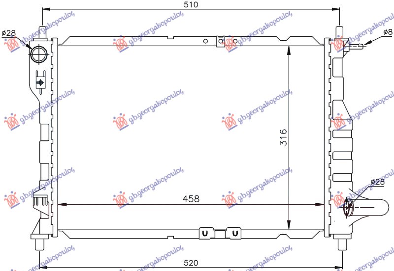 HLADNJAK MOTORA 0.8/1.0 8Vcc (458x317) (VALEO)