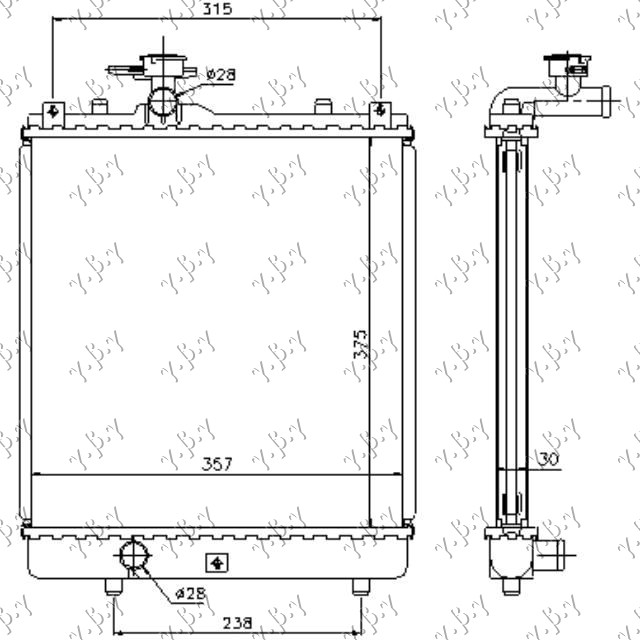 HLADNJAK MOTORA 1.0/1.2 BENZIN (MAN) (375x380x34) (OTVOREN SISTEM) (MEHANICKI SP