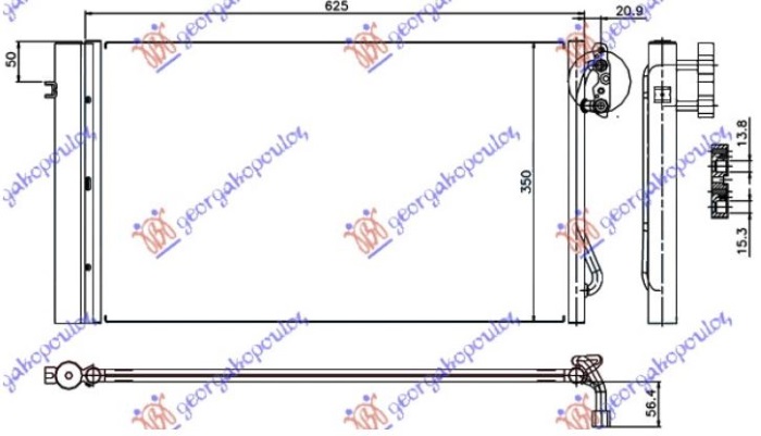 HLADNJAK KLIME 2.0/3.0 TURBO DIZEL (580x340x16) (KOYO)