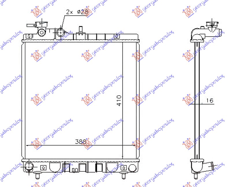 HLADNJAK MOTORA 1.1 12V (+/-AC) (41x39.5) (NRF)