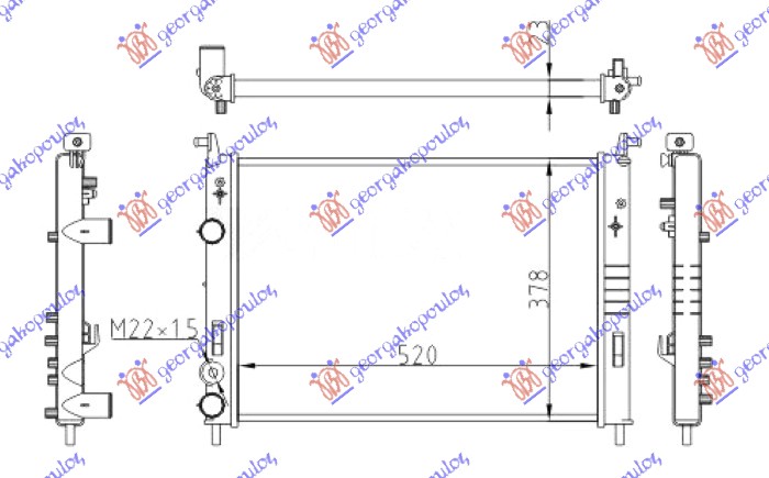 HLADNJAK MOTORA 1.9 D-JTD (520x378x23) 2000- (NRF)