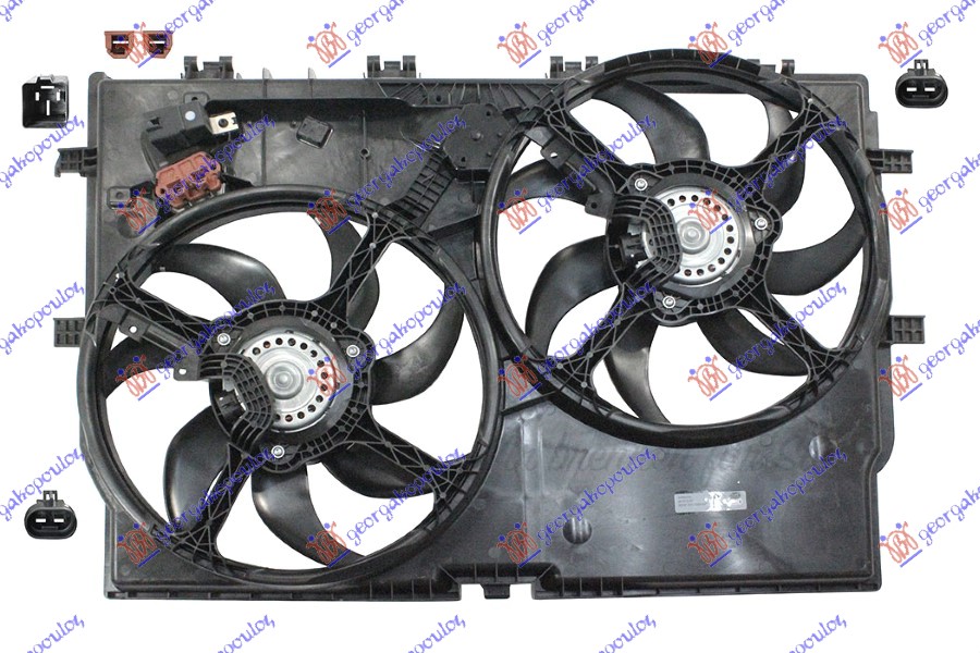 VENTILATOR (DUPLI) KOMPLET (3.0 BENZIN - 2.0/2.3-3.0 DIZEL) (+AC) (390mm+390mm) 