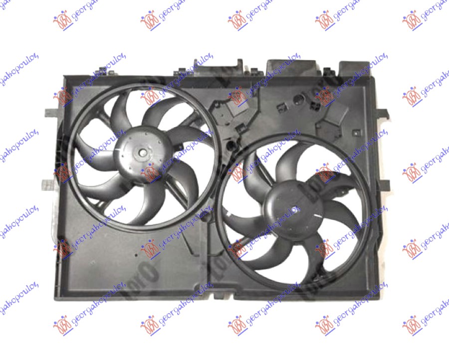 VENTILATOR (DUPLI) KOMPLET (3.0 BENZIN - 2.0/2.3-3.0 DIZEL) +AC (390mm+390mm) 2+