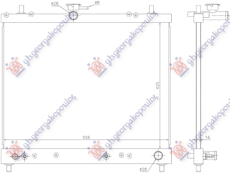 HLADNJAK MOTORA 1.5i 16V (MAN/AUTO) (42.5x55.5) (VALEO)