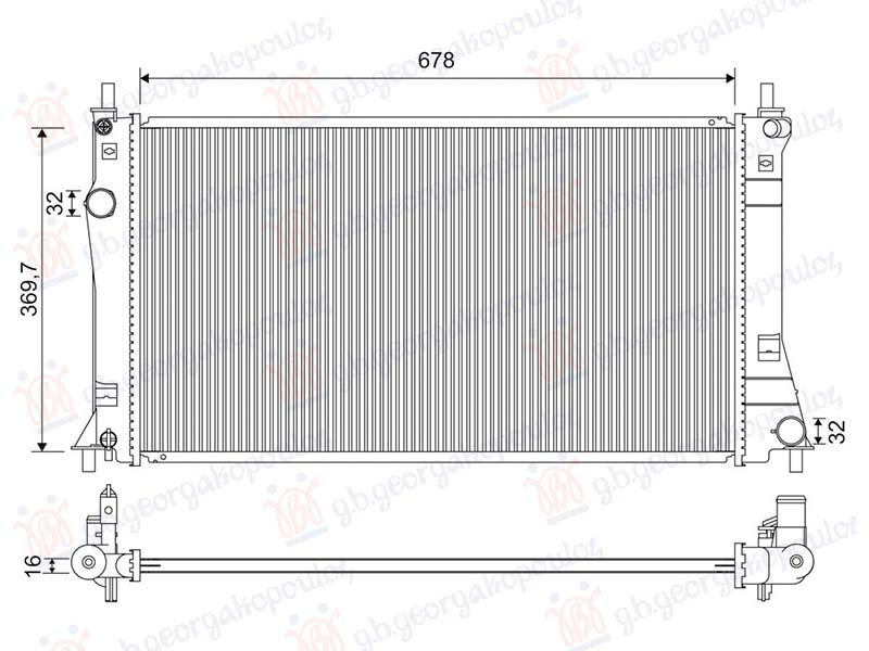 HLADNJAK MOTORA 1.8/2.0i 16V (67.5x36.8) 09- (VALEO)