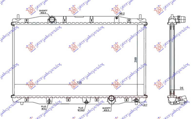 HLADNJAK MOTORA 2.2 CDTi DIZEL (MAN) (398x726x26) (NRF)