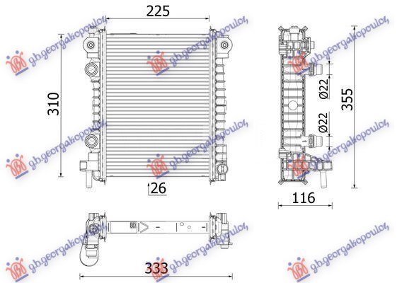 HLADNJAK MOTORA DODATNI 2.0-2.9 BENZIN (225x310x26) (NRF)