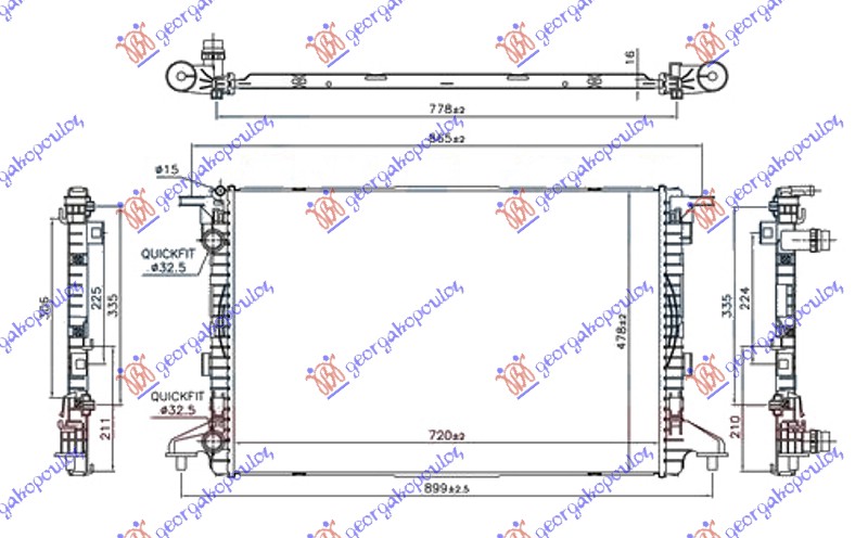 HLADNJAK MOTORA 1.4 TFSi BENZIN / 2.0 TDi DIZEL (720x480x16) CEV 32/32 (NRF)
