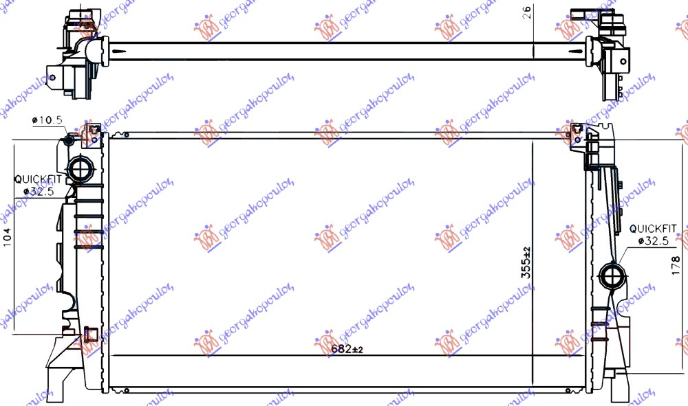 HLADNJAK MOTORA 1.5 (225xe) HIBRID/BENZIN (AUTO) (680x350x26) (NRF)