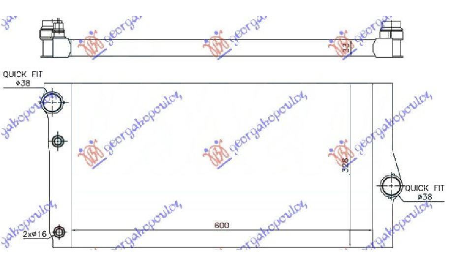 HLADNJAK MOTORA ZA SVE MODELE DIZEL ( i  GT/F07) (600x310x32) (MAHLE BEHR PREMIUM 