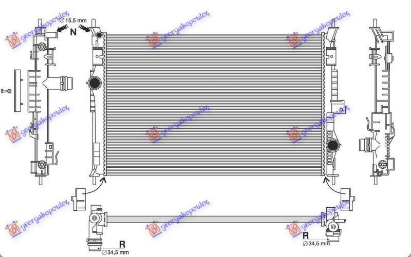 HLADNJAK MOTORA BENZIN/DIZEL (650x435x18) (VALEO TIP) (NRF)