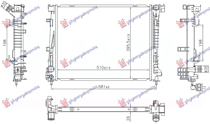 HLADNJAK MOTORA 1.0 BENZIN (AUTO) (510x395) (NISSENS)