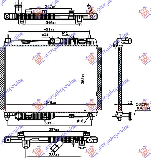 HLADNJAK MOTORA 1.0 EcoBoost BENZIN (AUTO) (385x545x22) (NRF)