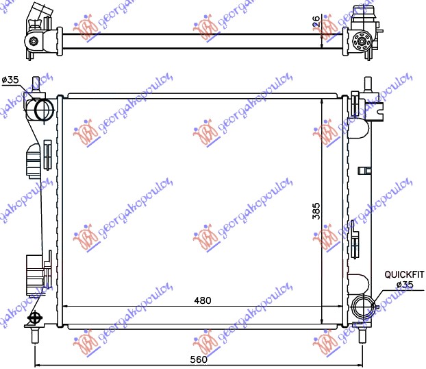 HLADNJAK MOTORA 1.1/1.4 CRDi (MAN) DIZEL (480x385x26) (TURSKA) (NRF)