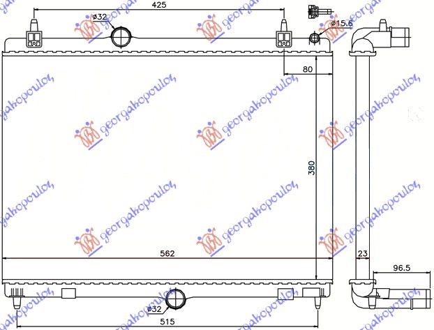 HLADNJAK MOTORA 1.6 THP-VTI BENZIN / 1.6 Hdi 2.0 HDi-BLUEHDi DIZEL (MAN) (380x56