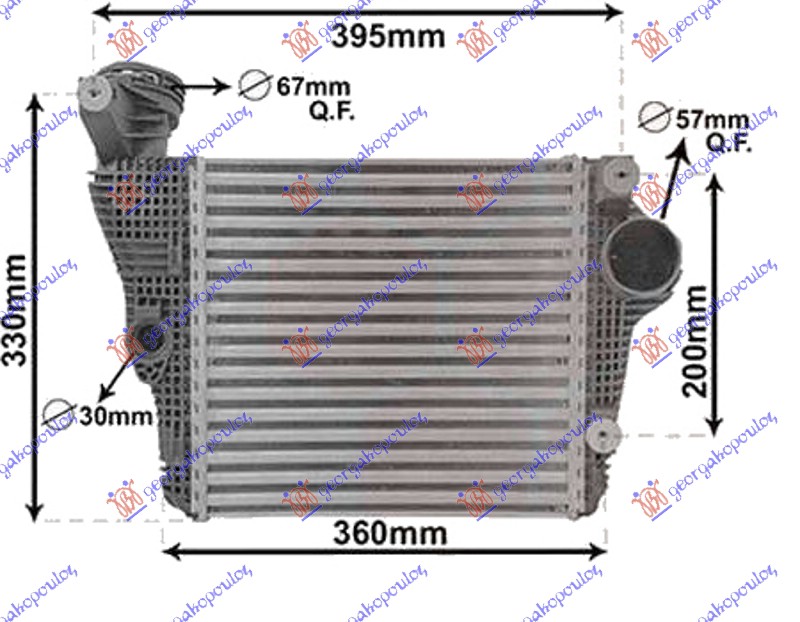 HLADNJAK INTERKULERA 3.0 GTS - 3.0/3.6 I TURBO BENZIN (285x279x62) - LEVO