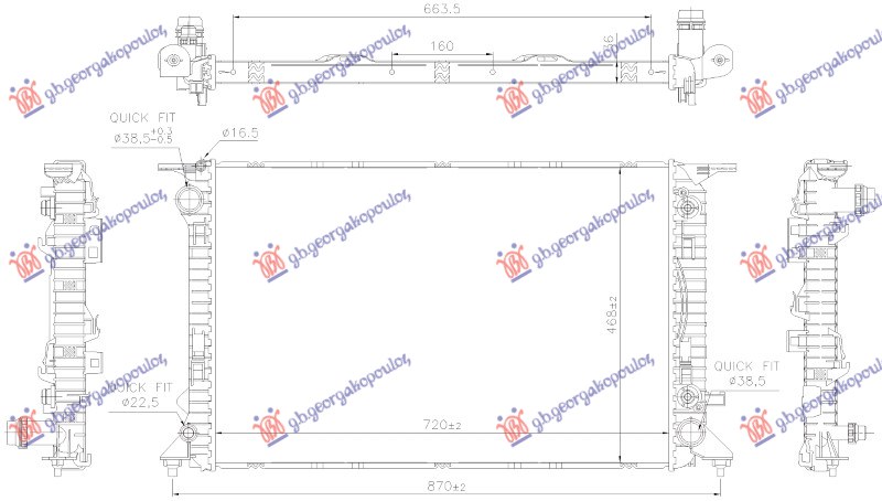 HLADNJAK MOTORA 3.6 BENZIN (AUTO) (720x468x36) (NRF)