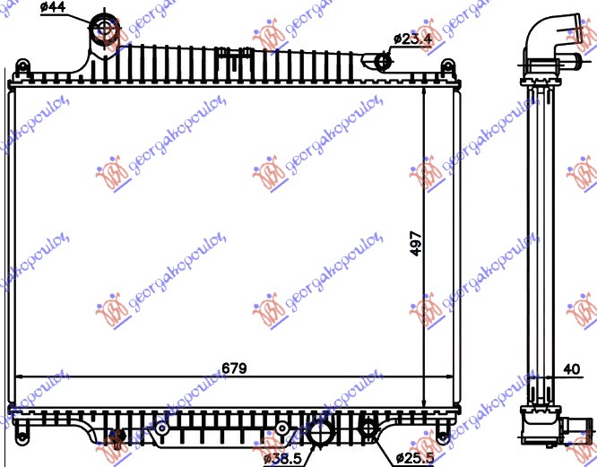 HLADNJAK MOTORA 3.6 TD DIZEL (AUTO) (495x680) (NISSENS)