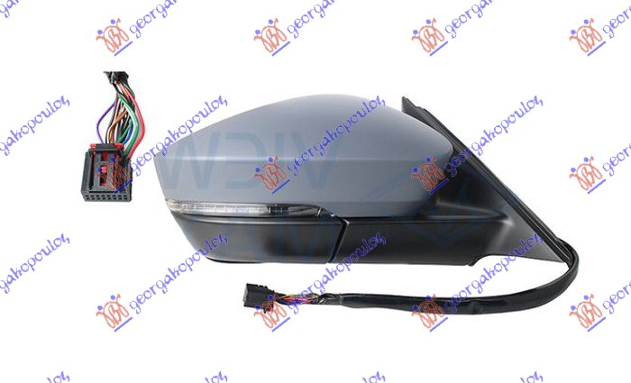 RETROVIZOR ELEKTRICNI SA GREJACEM PM (ELEKTRO-SKLOPIV) (MIGAVAC) (SVETLO) (9 PIN - DESNO