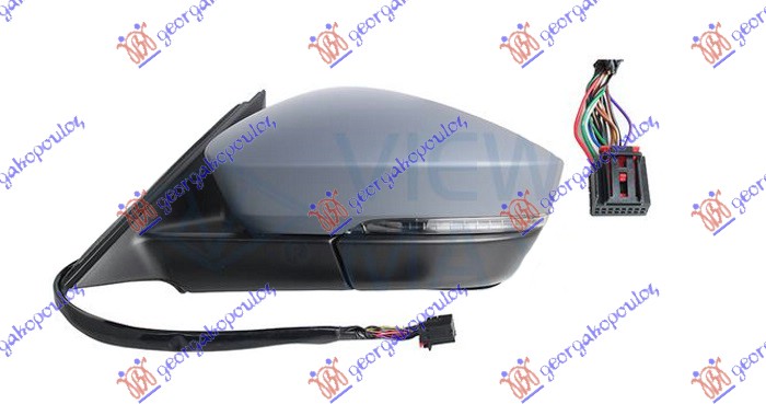 RETROVIZOR ELEKTRICNI SA GREJACEM PM (ELEKTRO-SKLOPIV) (MIGAVAC) (SVETLO) (9 PIN - LEVO