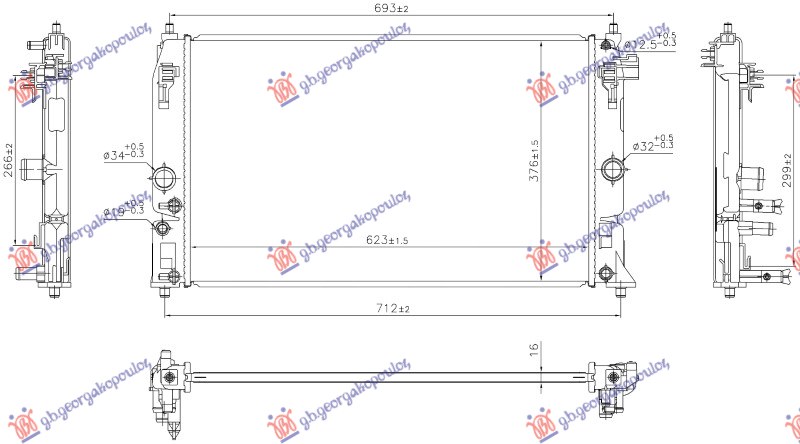 HLADNJAK MOTORA 1.5 HIBRID/BENZIN (625x376x16) (NRF)