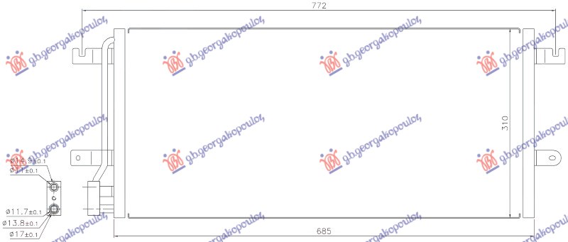 HLADNJAK KLIME BENZIN/DIZEL (683x308x16)