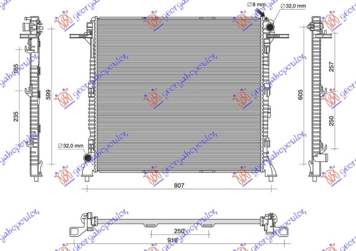 HLADNJAK MOTORA 2.0 TDI DIZEL (MANUELNI/AUTOMATSKI) (718x665) (HELLA)