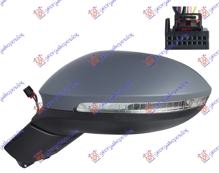 RETROVIZOR ELEKTRICNI SA GREJACEM (ELEKTRO-SKLOPIV) (MIGAVAC) (SVETLO) (9 PIN) ( - LEVO
