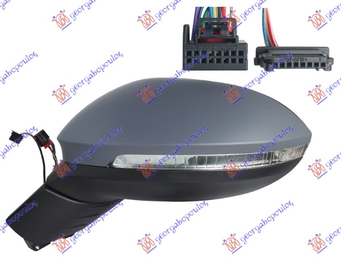 RETROVIZOR ELEKTRICNI SA GREJACEM (ELEKTRO-SKLOPIV) (MIGAVAC) (SVETLO) (MRTAV UG - LEVO