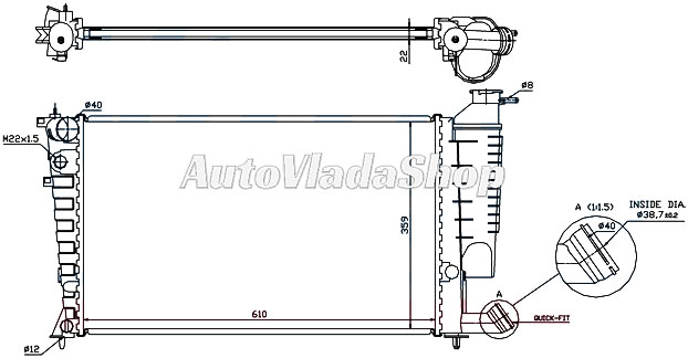 HLADNJAK MOTORA 1.4/1.6/1.8 & VTS (+AC) (61x38) (BRZA SPOJNICA)