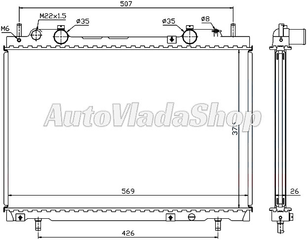 HLADNJAK MOTORA 1.4/2.0 (+AC) (37.5x56.3) SA VENTILOM