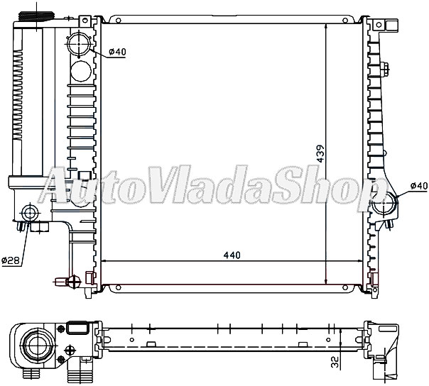 HLADNJAK MOTORA ZA SVE MODELE BENZIN (MAN) (+AC) (440x440x32) (MEHANICKI SPOJ)