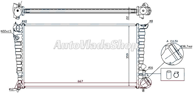 HLADNJAK MOTORA 1.8/1.9cc DIZEL (-AC) (67x38) (SA OSIGURACEM)