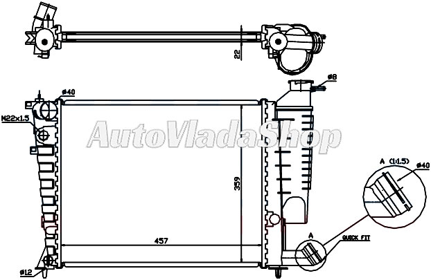 HLADNJAK MOTORA 1.1/1.4/1.6/1.8 (-AC) (46x38) (BEZ BRZE SPOJNICE)