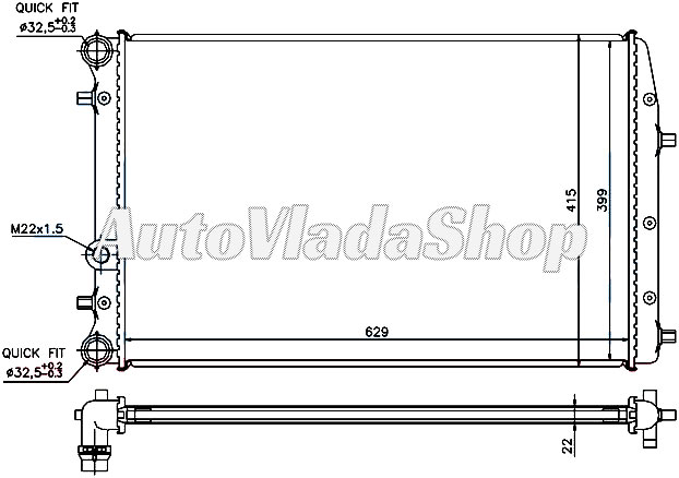 HLADNJAK VW POLO VI 12-14-14FSI-19SDI AC+ 10/01-