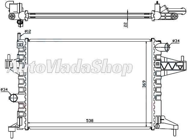 HLADNJAK MOTORA 1.4/1.8 (MAN) (+/-AC) (54x38) DIJAGONALNO