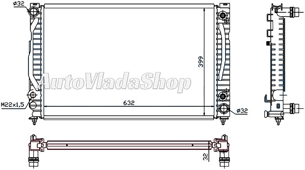 HLADNJAK MOTORA 2.4/2.7/2.8i 30V - 2.5 TDi (632x399x32) -00