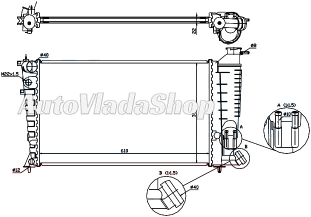 HLADNJAK MOTORA 1.6/1.8cc (+AC) (61x36)